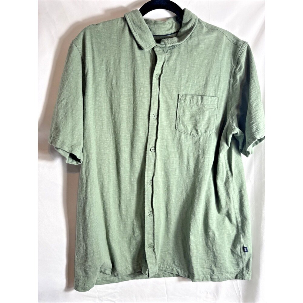 The Gap Green Button Down Shirt Mens XL Linen Style Weave Cotton Top Camp Shirt